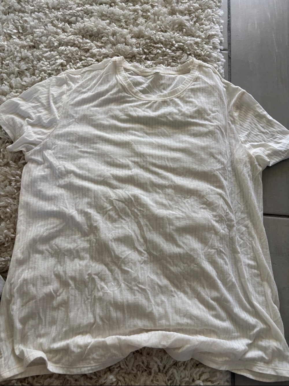 Aloe White Ribbed Short-Sleeve Shirt